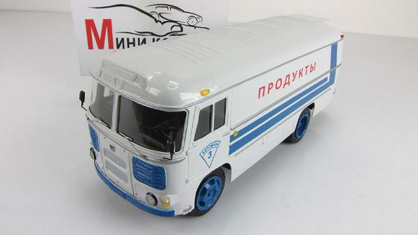 ПАЗ-3742 рефрижератор "Продукты" (Советский автобус) [1977г., Сине-Белый, 1:43]