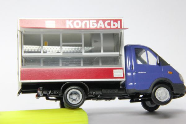 Газ-3302 Автолавка "колбаса" (Nik-models) [1994г., Белый, синий, 1:43]