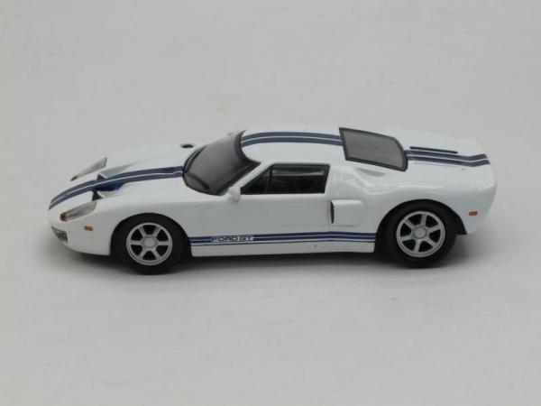Ford GT40 (DeAgostini (Суперкары мира)) [2005г., Белый с синими полосами, 1:43]