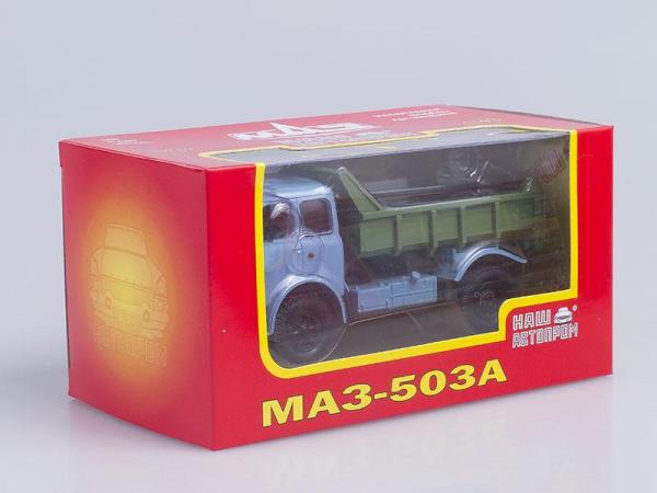 МАЗ-503А самосвал (Наш Автопром) [1970г., Голубая кабина с зеленым кузовом, 1:43]
