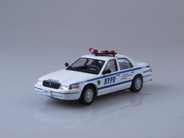 Ford Crown Victoria, Полиция Нью-Йорка, США (DeAgostini (Полицейские машины мира)) [1998г., Белый с синими полосами, 1:43]