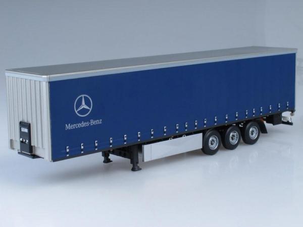 Mercedes-Benz Actros (Minichamps) [1996г., Серебристый металлик и синяя фура, 1:43]