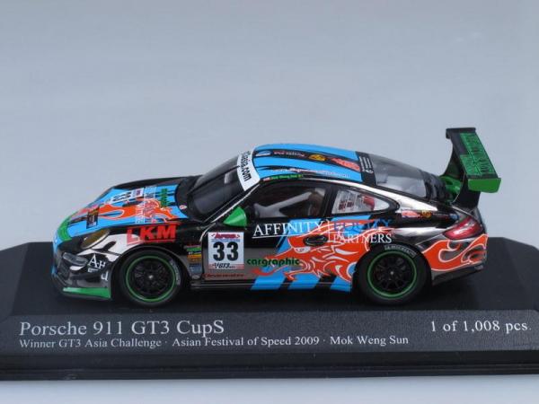 Porsche 911 (997) GT3 CupS Winner GT3 Asia Challenge Mok (Minichamps) [2009г., Черный, голубой и зеленый, 1:43]