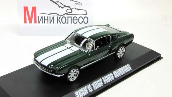 Ford Mustang Tokyo Drift из кинофильма "Форсаж 3" (Greenlight) [1967г., Темно-зеленый металлик с белыми полосами, 1:43]
