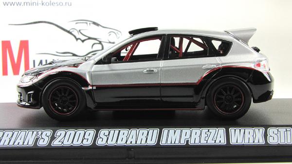Subaru Impreza WRX STI из кинофильма "Форсаж 4" (Greenlight) [2009г., Серебристый и черный, 1:43]