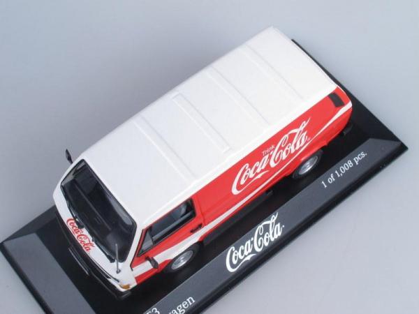 Volkswagen T3 Transporter «Coca Cola» (Minichamps) [1983г., Красный с белым, 1:43]