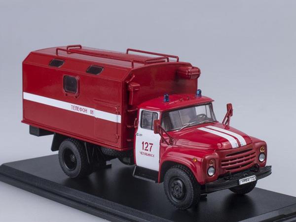ЗИЛ-130 кунг пожарная служба, поздняя облицовка радиатора (Start Scale Models (SSM)) [1974г., Красный с белым, 1:43]