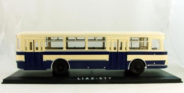 Лиаз-677 (Classicbus) [1967г., Бежевый, синии полосы, 1:43]