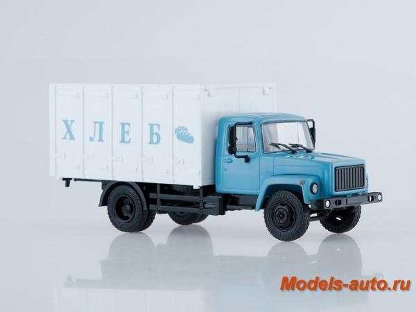 Газ-3307 фургон для перевозки хлеба (Наши Грузовики) [1989г., голубой с белым, 1:43]