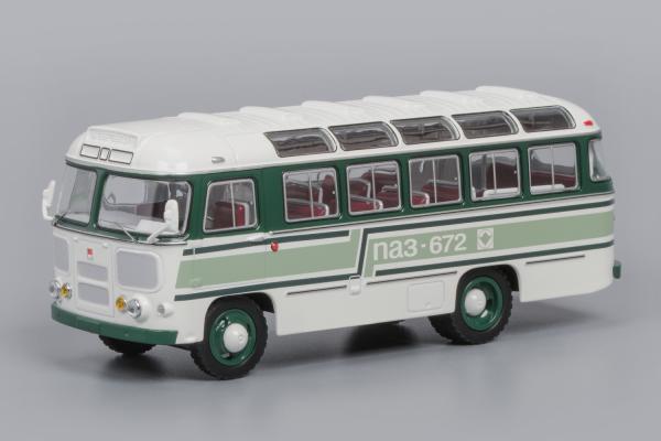 ПАЗ-672 (Classicbus) [1980г., белый, зелёно-черные полосы, 1:43]
