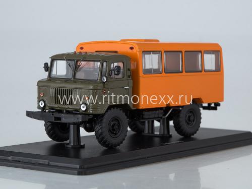 НЗАС-3964(ГАЗ-66) Вахтовый автобус (Start Scale Models (SSM)) [1966г., хаки.оранжевый, 1:43]