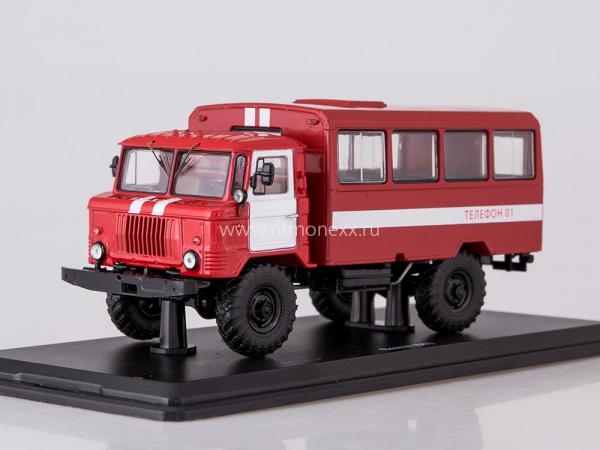 НЗАС-3964 (ГАЗ-66) Вахтовый автобус (Start Scale Models (SSM)) [1966г., красный, 1:43]
